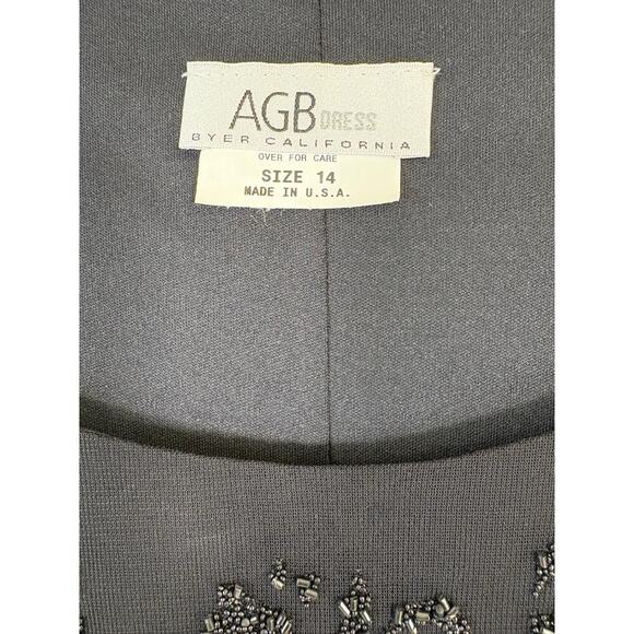 VTG Y2K AGB Womens 14 Black Sheer Asymmetrical Hem Midi Dress USA Whimsigoth - Picture 5 of 9